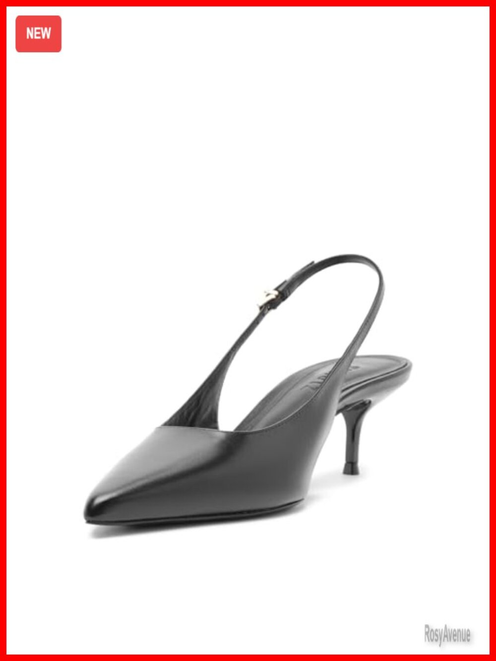 Genuine Leather Slingback Pump Pointed Toe Mid Stiletto Heel